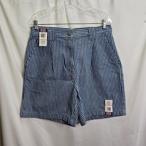 Bill Blass Vintage High Rise Striped Denim Shorts Size 12